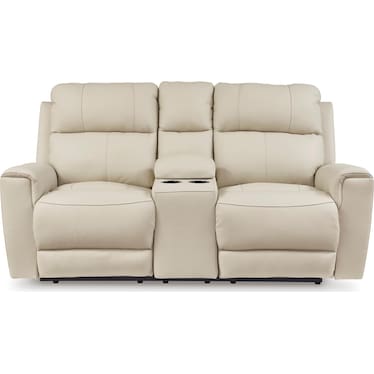 Dahlmoore Leather Power Reclining Console Loveseat