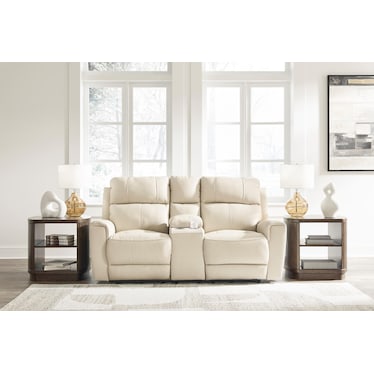 Dahlmoore Leather Power Reclining Console Loveseat