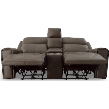 Danton Leather Power Reclining Loveseat with Console