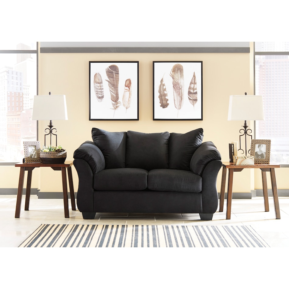 darcy black st feo stationary fabric loveseat   