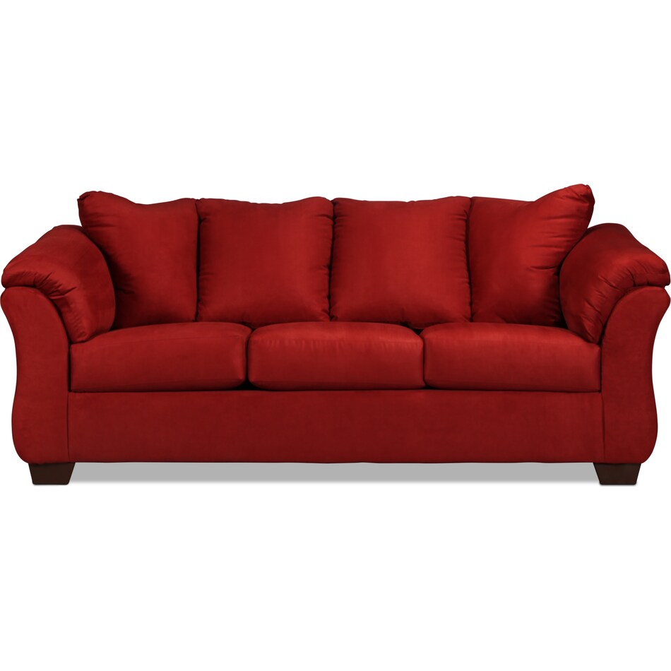 darcy red full sleeper sofa   