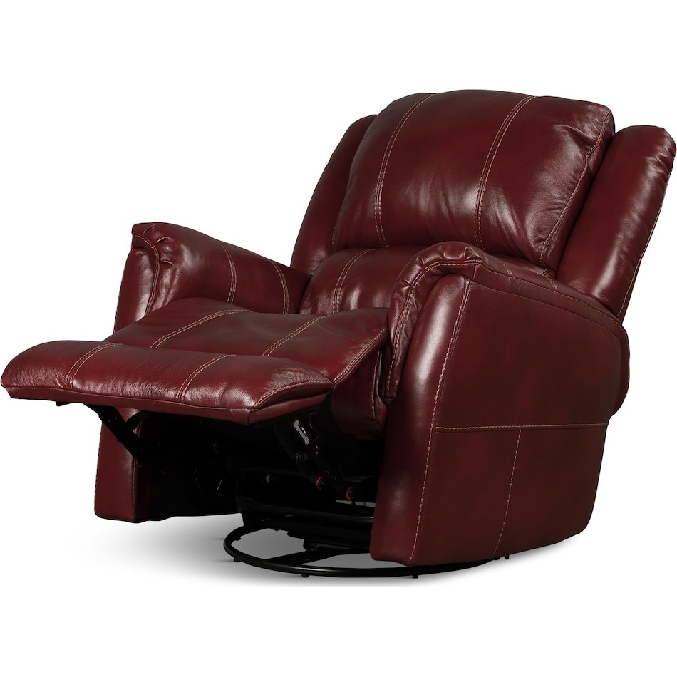 delia living room red mt leather recliner p   