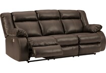 denoron brown power reclining sofa   