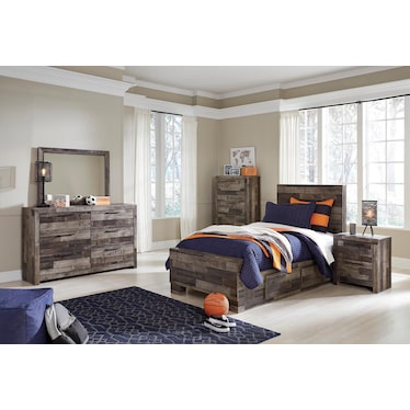 Derekson Panel Bed with 6 Storage Drawers