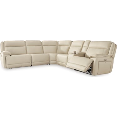 Double Deal 6-Piece Leather Power Reclining Sectional with Console