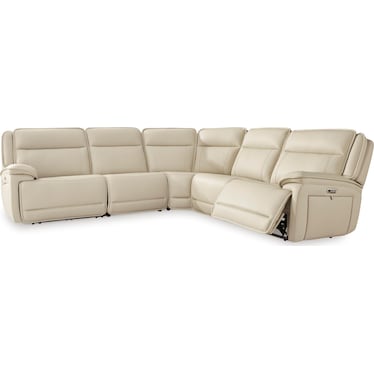 Double Deal 5-Piece Leather Power Reclining Sectional