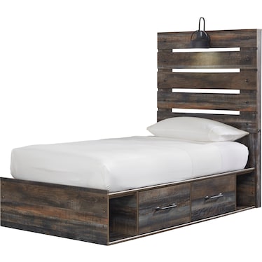 Drystan Twin Panel Bed with 2 Sides Storage