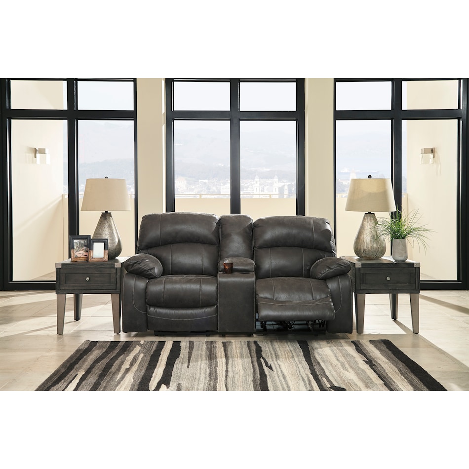 dunwell gray power console loveseat   