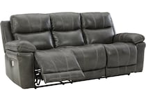 edmar charcoal living room gray st stationary leather sofa u  