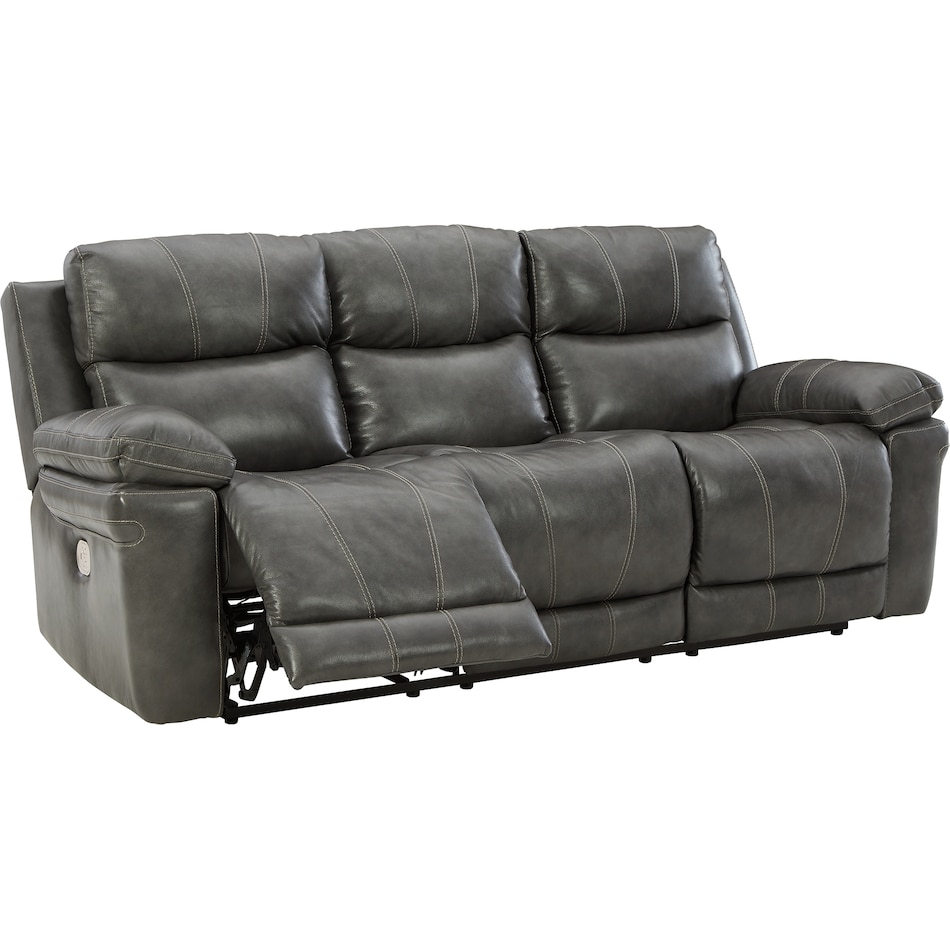 edmar charcoal living room gray st stationary leather sofa u  