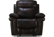 emelia living room brown leather power recliner   