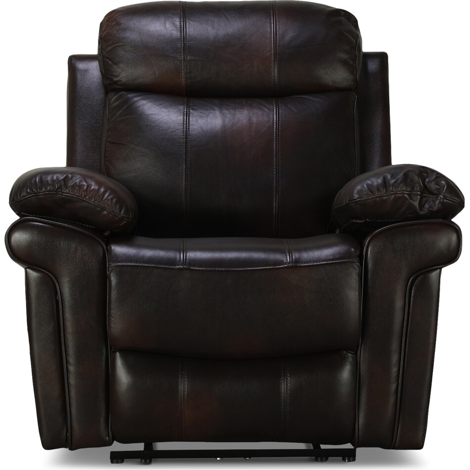 emelia living room brown leather power recliner   