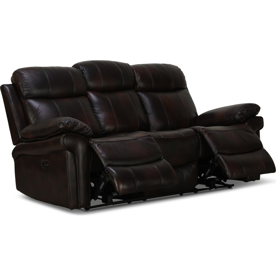 emelia living room brown leather power sofa   
