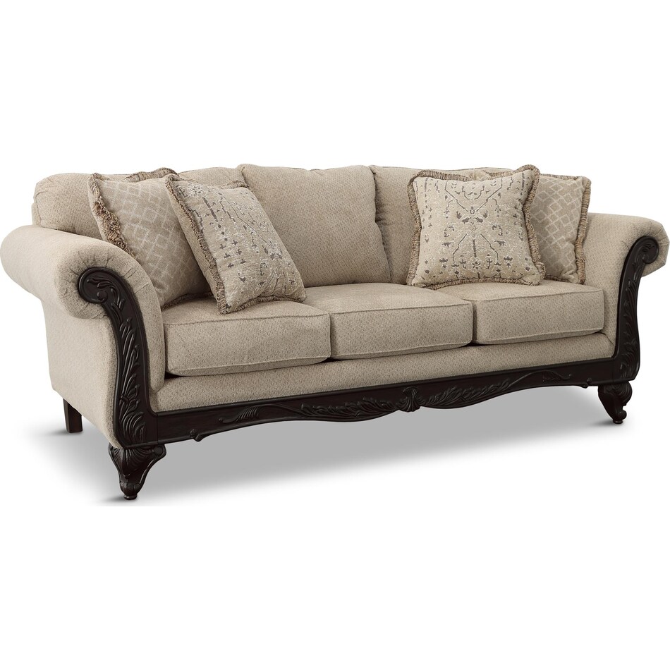 Affordable Furniture EMMA TRADITIONAL SOFA W/WOOD TRIM