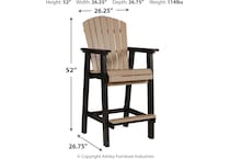 fairen trail bar height outdoor dimension schematic p   