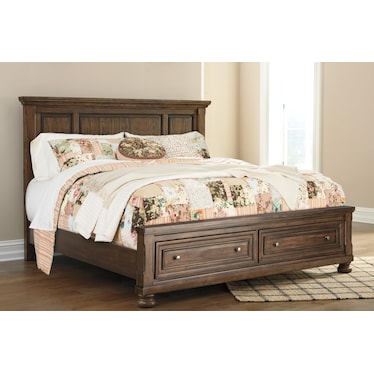 Flynnter King Panel Bed with 2 Storage Drawers