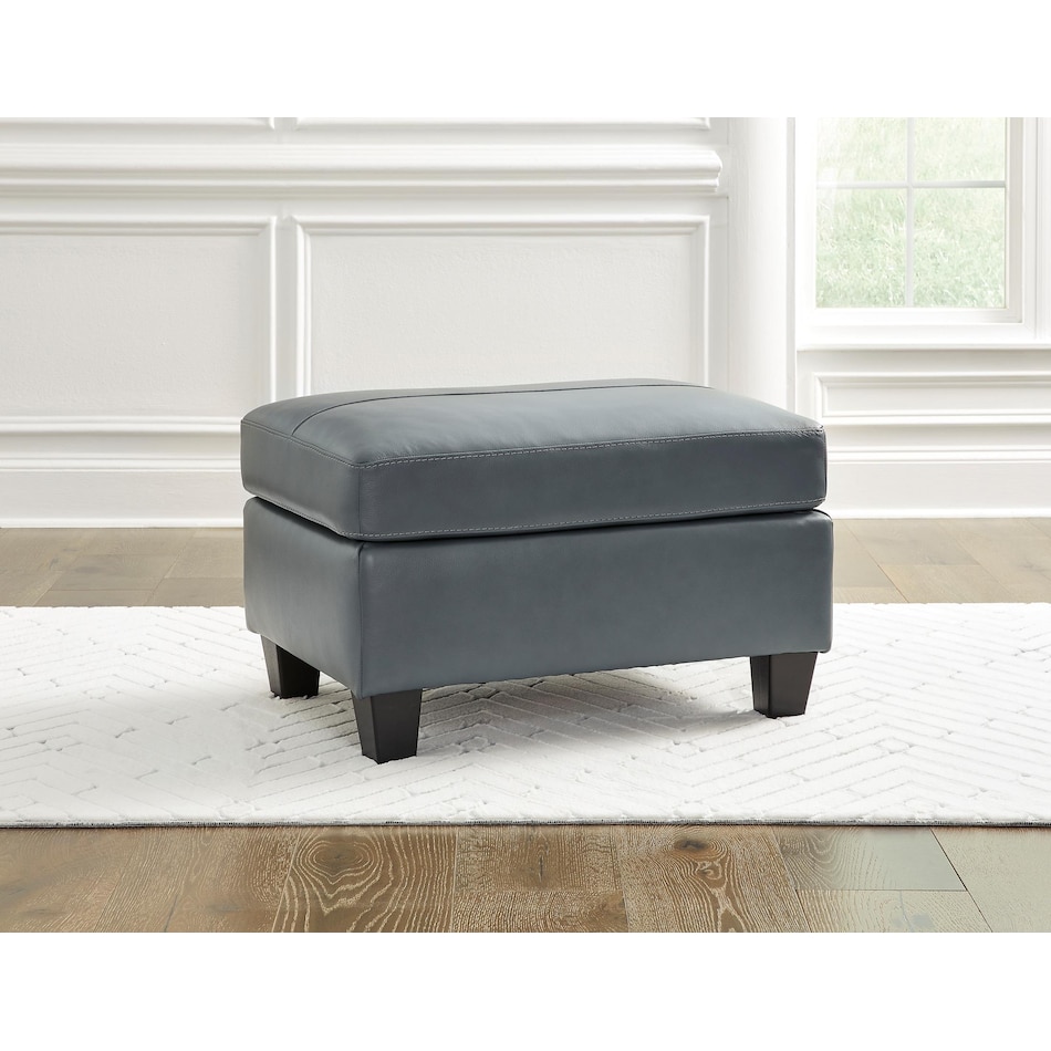 genoa living room steel gray st stationary leather ottoman   