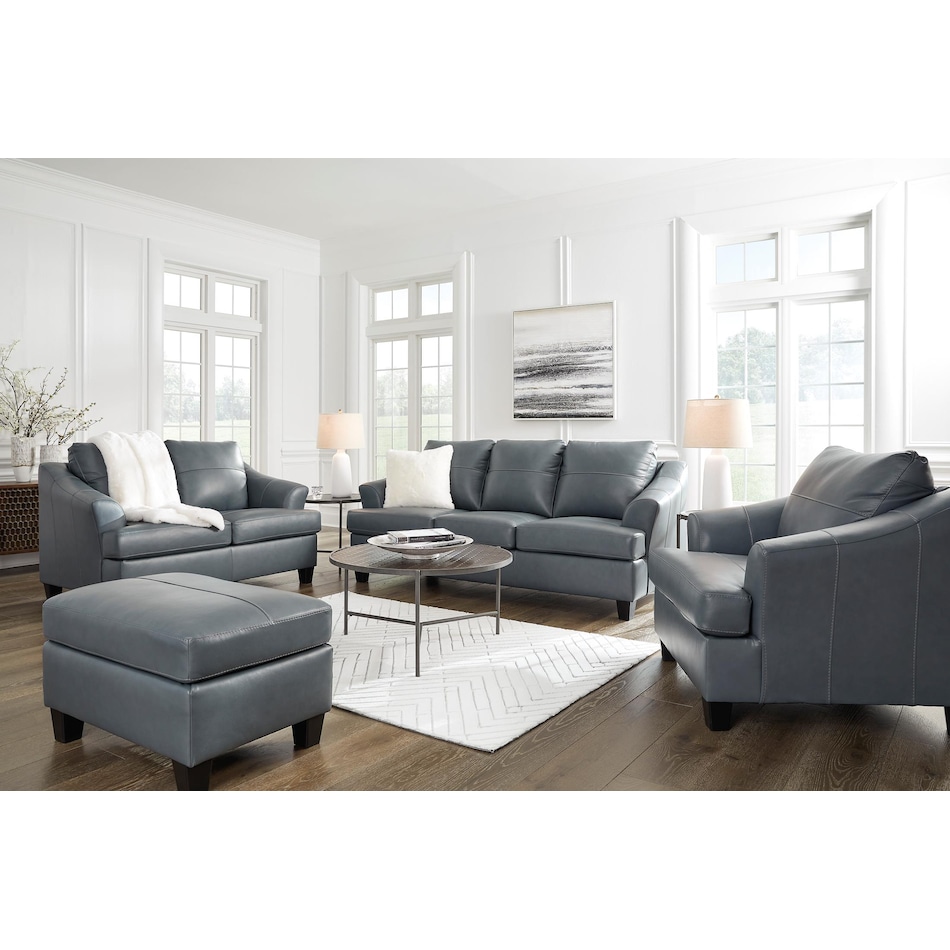 genoa living room steel gray st stationary leather ottoman   