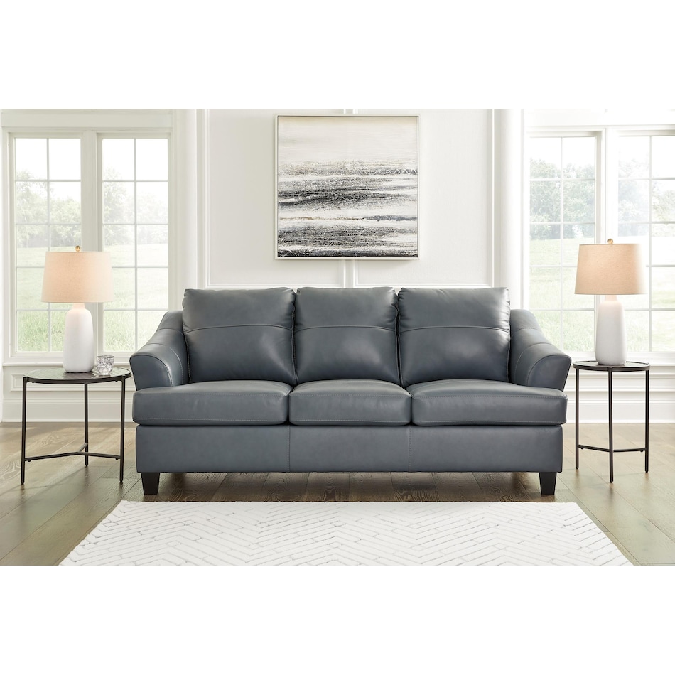 genoa living room steel gray st stationary leather sleeper   