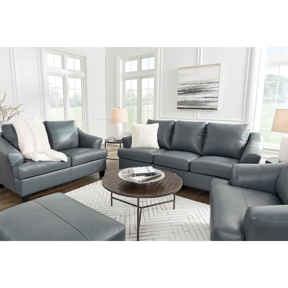 genoa living room steel gray st stationary leather sleeper   