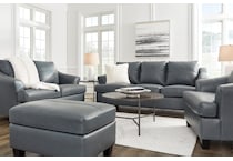 genoa living room steel gray st stationary leather sleeper   