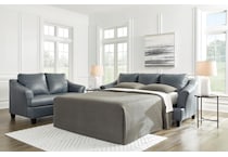 genoa living room steel gray st stationary leather sleeper   