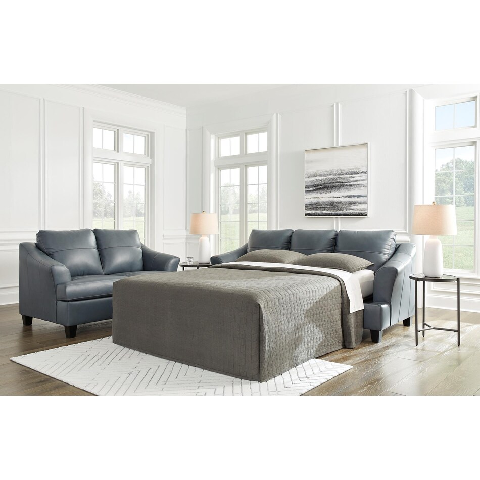 genoa living room steel gray st stationary leather sleeper   