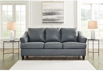 genoa living room steel gray st stationary leather sofa   