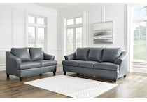 genoa living room steel gray st stationary leather sofa   