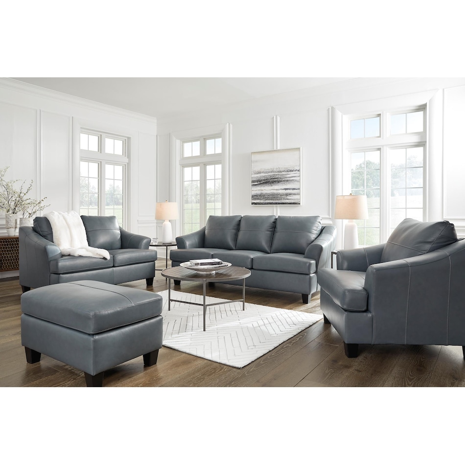 genoa living room steel gray st stationary leather loveseat   