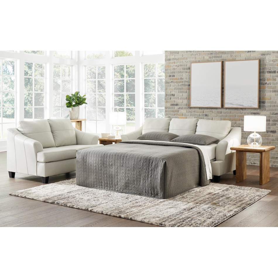 genoa living room white st stationary leather sleeper   