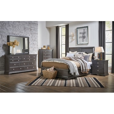 Georgetown 4-piece  King Bedroom (2 Storage Units) - Grey