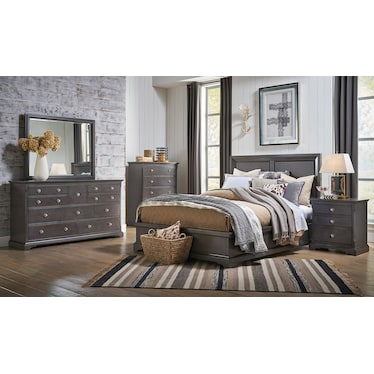 Georgetown King Bed with 2 Storage Units - Grey