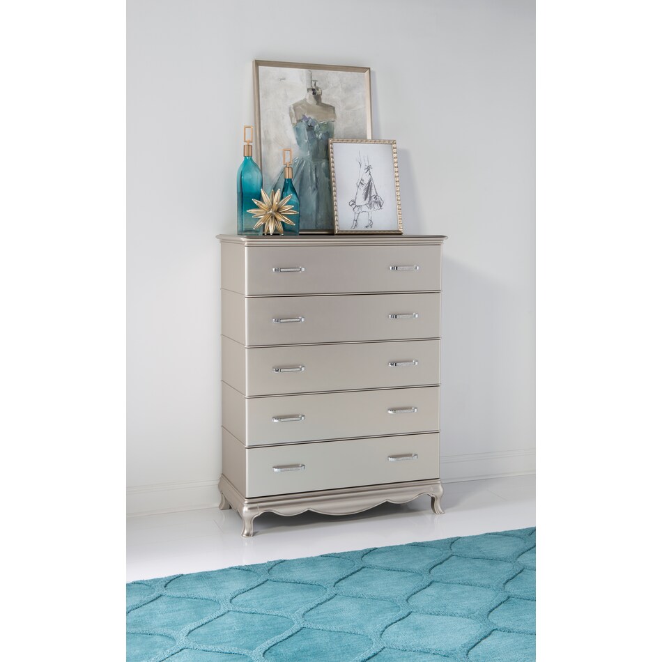 glimmer youth bedroom silver drawer chest   