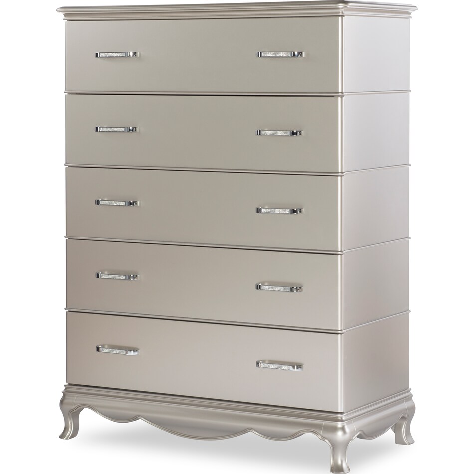 glimmer youth bedroom silver drawer chest   