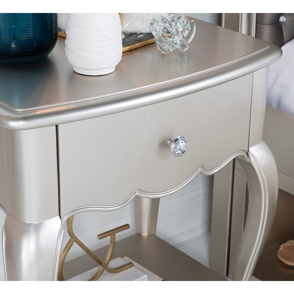 glimmer youth bedroom silver nightstand   