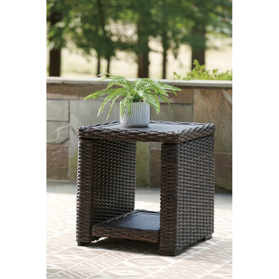grasson brown outdoor end table p   