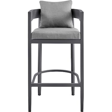 Argiope Outdoor Patio Bar Stool in Aluminum with Gray Cushions