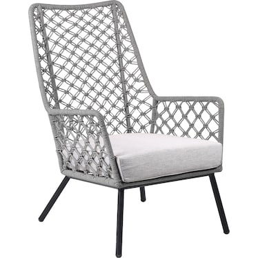Marco Indoor Outdoor Steel Lounge Chair with Gray Rope and Gray Cushion