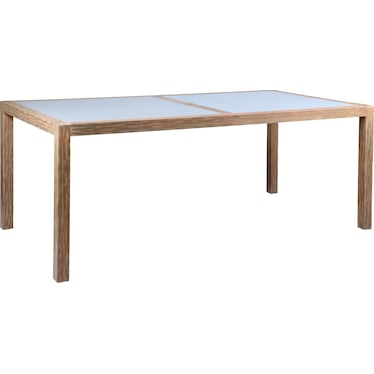 Sienna Outdoor Eucalyptus Dining Table with Gray Teak Finish and Super Stone Top