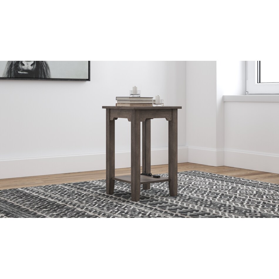 gray chairside table t   