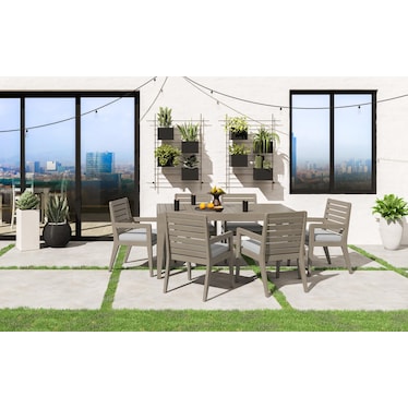 Sustain Outdoor Dining Table and Six Armchairs