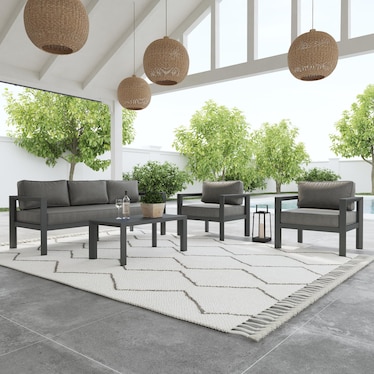Grayton Outdoor Aluminum Sofa 4-Piece Set