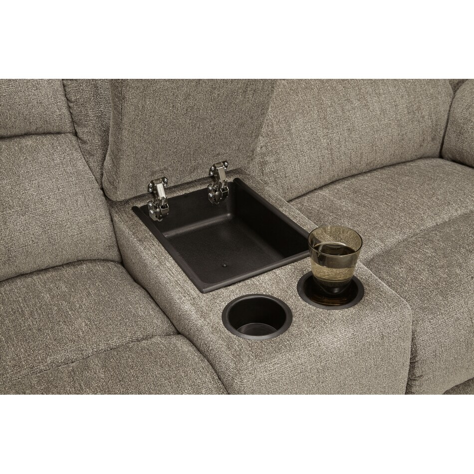 gray reclining console loveseat   