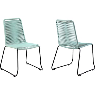 Shasta Outdoor Metal and Rope Stackable Dining Chair (Set of 2)