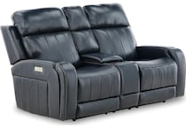 hampton living room dark blue mt motion leather loveseat p   