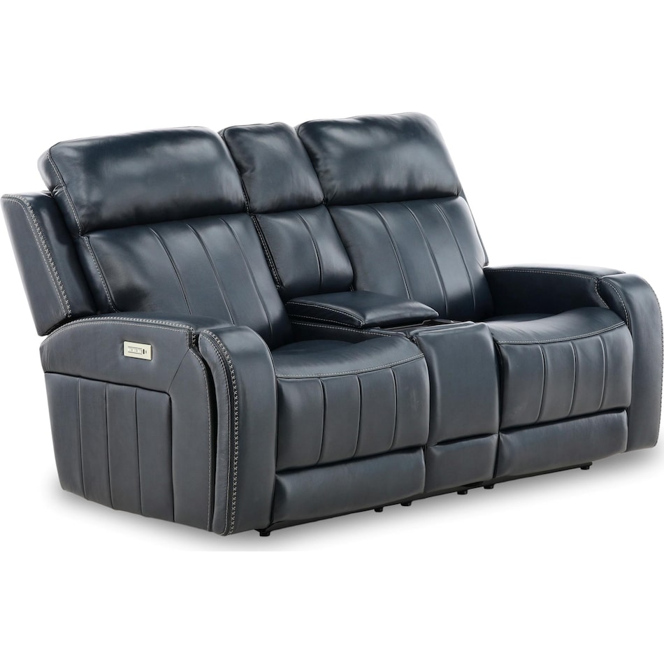 hampton living room dark blue mt motion leather loveseat p   