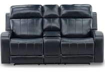 hampton living room dark blue mt motion leather loveseat p   