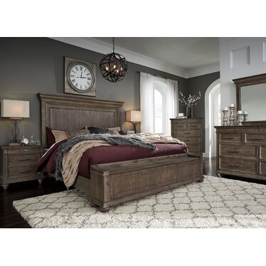 Johnelle Queen Panel Bed with Storage Bench