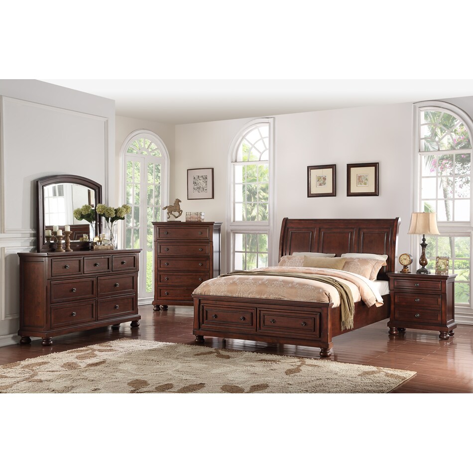 kingsley bedroom   cherry reddish brown br packages p  